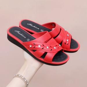 Free Shipping 2026 New Summer WomenS Mid-Heel Thick-Soled Slippers Non-Slip Wear-Resistant Fashionable And Suitable For Indoor Use