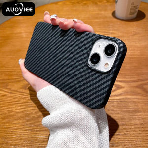 AUOVIEE Ultra Thin Carbon Fiber Texture Matte Case for iPhone 15 14 13 12 11 Pro Max X XR XS Max 7 8 Plus Shockproof Hard PC Black Cool Cover