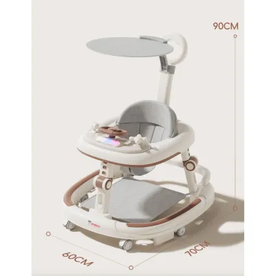 SG Ready Stock Foldable Baby Walker Height Adjustable with Music Anti-Rollover Anti O-Legs Safety Toddler Walker