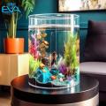 Bình Thủy Tinh Trụ Tròn Dùng Làm Hồ Cá Bể Cá Để Bàn D24 x H30 cm Tặng Kèm Mô Hình Rong Giả Và Sỏi Trang Trí. 