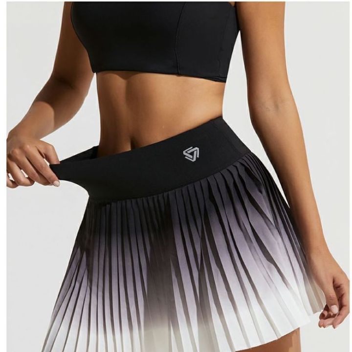 2024 Tennis Gradient Pleated Fake Two Pieces Short Skirt Pants Female ...
