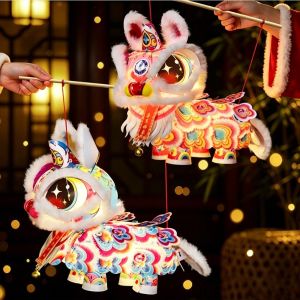 MAKERVY Traditional Chinese Style Year Lion Dance Lantern Lion Dance Pattern DIY Lantern Kit Handmade Lantern Light Up Luminous Hand-held Lantern Chinese Year