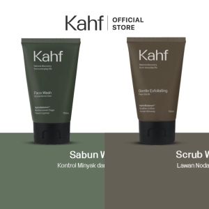 KAHF Face Wash 2 Pcs Package Indonesia / Paket Sabun Wajah Pria 2 Pcs / 50ml & 100ml / Skin Energizing Brightening / Oil Acne Care / Triple Action Oil Comedo Defence / Gentle Exfoliating / Cleanser Scrub Cuci Muka / Skincare Man Cowok Series / Bundle Set
