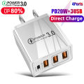 หัวชาร์จ Usb 4 Port 3USB 3.1A+1PD Type-c Fast Charge Adapter ชาร์จได้ 4 เครื่องพร้อมกัน ปลั๊กชาร์จไฟบ้าน หัวปลั๊กชาร์จเร็ว ลดราคาสุดๆ for Samsung  Vivo Oppo Xiaomi Iphone MJ5. 