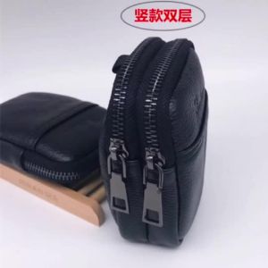 Men Genuine Leather Belt Pouch Compact Waist Bag Coin Purse Card Holder Key Organizer
