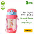 Botol minum anak double lock 400ml / Botol minum sekolah dengan sedotan gantungan 400 ml BPA Free QF-8003. 