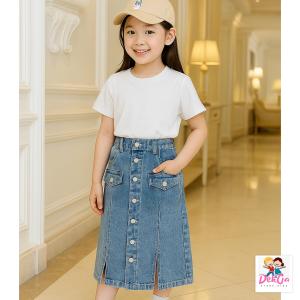Rok Jeans Panjang Anak perempuan Rok bawahan anak jeans premium usia 3th-13th
