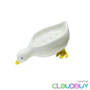 C.B.【Ready in Stock】 Creative Duck Shape Soap Box Cartoon Soap Dish Drainable Soap Holder Soap Container Tray