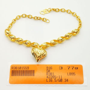 Rantai Tangan Sauh + Siput 1 Love Emas 916 Yon Hing
