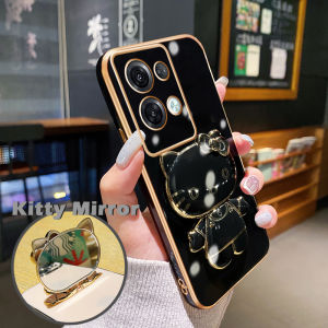 Casing Ponsel untuk OPPO Reno 8 5G Reno 7 4G F21 Pro F21s Pro Reno 8T 5G A1 Pro 5G Case silikon casing pelapis Hello Kitty HP kartun ungu penutup pelindung softcase garis lebar pembungkus penuh kesing Phone Stands