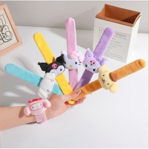 Kuromi Plush Slap Snap Wrap Wristband Hand Ring My Melody Cartoon Sanrio Doll Clapping Ring Party Bracelet Girl Birthday Halloween Christmas Gift