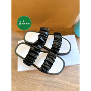 Dép bánh mì nữ 2 quai ngang bèo nhún da mềm đế su 2PH êm chân cực xinh (HCM-Chân gầy lùi size)