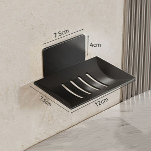 [Eqrbtl] Carbon Steel Bathroom Shower Storage Soap Tray Rack Soap Tray Wall Mounted Drainage Soap Tray Box
