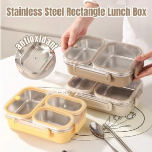 2/3grids Stainless Steel Rectangle Lunch Box Student Lunch Food Storage Multiple Compartment Bekas Bento 304 Stainless Steel Lunch Box