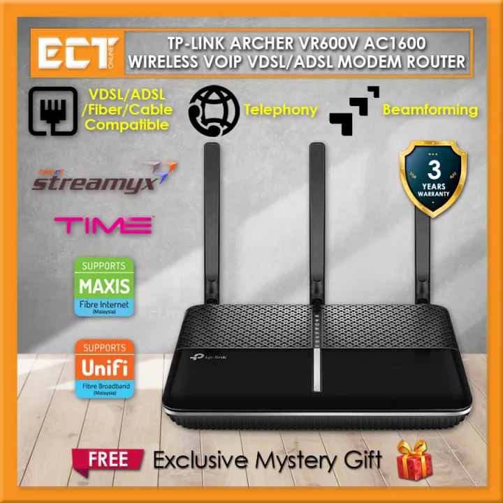 TP-Link Archer VR600V AC1600 Wireless Dual Band Gigabit VoIP VDSL/ ADSL Modem Router