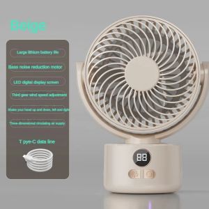 2024 Outdoor Camping Fan High Wind Desktop Circulation Fan Foldable and Detachable Digital Display Screen USB Charging Shake Head Triangle Fan