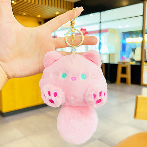 Gantungan kunci kucing bulu/Gantungan Kunci Mewah Lucu Boneka/keychain tas lucu aesthetic/gantungan kunci kucing bunyi
