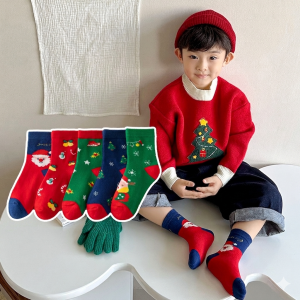 Kids Corner 5 Pairs Cotton Socks Affordable Christmas Cute Design for Christmas for Kids Boys & Girls 1-12 Years Old