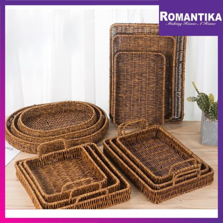 Romantika Plastic Woven Tray High quality pp rattan plastic fruit ...