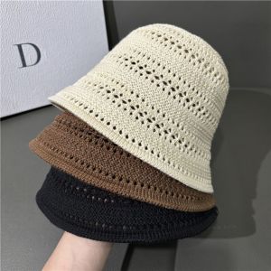 NANMEN Foldable Fisherman Hat Wide Brim Knitted Sun Hat Fashion Sun Protection Hollow Beach Cap