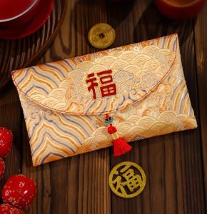 Traditional Embroidery Red Envelope With Tassel Cloth For Wedding And 2026 New Year