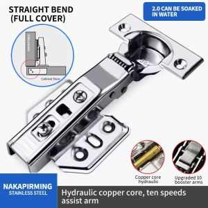 (2PCS) Waterproof 2.0mm Thick Door Hinges - Hydraulic Soft Close Heavy Duty Concealed 304 Stainless Steel Cabinet Hinges Full Overlay / Half Overlay / Inset Fast delivery COD