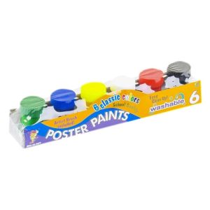 WakayaHome | Washable Poster Paint Colour Set For School 6 / 12 Colours by 20 Grams w/ free paint brush