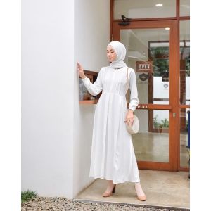 Baju Gamis Wanita Muslim Terbaru Tanisha Dres Polos Bahan Fremium Cantik Murah Kekinian