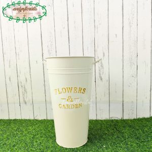 Pot Bunga Pot Tanaman Hias Kaleng Vintage Flower & Garden Broken White Handle Hiasan Ruang Tamu