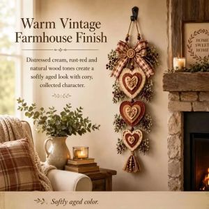 FFBH Shabby Chic Heart String Wall Hanging Rustic Farmhouse Door Decor for Bedroom Entryway Home Art Z4K2H