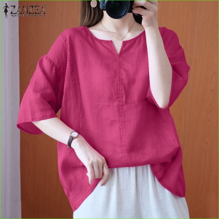 Rulfepy%20ZANZEA%20Purple%20Top%20for%20Women%20Ladies%20Casual%20Loose%20Kaftan%20Tops%20T%20Shirt%20O%20Neck%20Womens%20Solid%20Plain%20Blouse%207.9v%20-%20Image%207