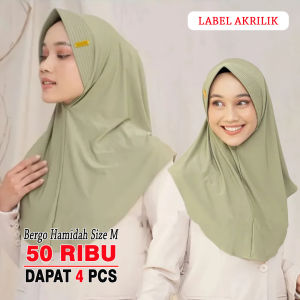 ( PAKET 4 PCS ) Hijab Bergo Sport Jersey Premium / Kerudung Khimar Bergo Instan Hamidah size M