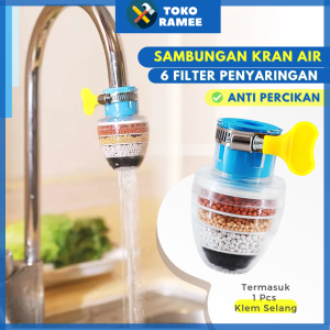 Saringan Penyaring 6 Filter Air / Sambungan Keran / Kran Air Cuci Piring Wastafel Fleksibel Water Faucet Model Batu / Kipas Perlengkapan Dapur Rumah Set