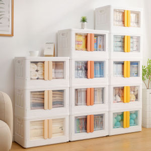 Collapsible Storage Bins32L Folding Storage Box with Lids Storage Containers for Organizing with Double Doors for Home Office Bedroom (1Pack)