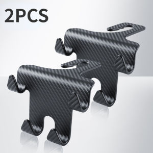2pcs Car Seat Headrest Hook Carbon Fiber Mobile Phone Holder Vehicle Universal Holder Handbag Purse Coat Car Interior Accessories