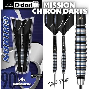 MISSION STEEL TIP DART - 23G/25G CHIRON M2 Electro BLACK BLUE 90% Tungsten Steel Darts (ARROW DART)