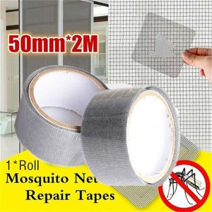 【IN STOCK/Same day shipping】5*200Cm Window Net Self Adhesive Screen Repair Patch Tape Fix Window Door Anti Mosquito Mesh Sticky Wires Repair Broken Hole