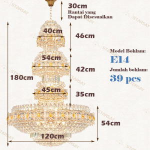 ❤️Kristal K9&termasuk bohlam❤️ Lampu Hias Gantung Kristal 120*180cm/100*150cm 3/4Layer 3 Warna Mewah crystal Chandelier Garansi Lampu Ruang Tamu mesjid Lampu Tangga Loft Dekorasi Pernikahan Wedding Hotel Villa cbl