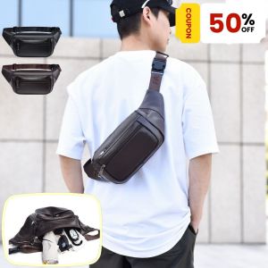 QNQN กระเป๋าบุรุษ กระเป๋าเอวบุรุษ กระเป๋าเอวกีฬา กระเป๋าเอวบุรุษ กระเป๋า Crossbody ใกล้ชิด กระเป๋าหนัง PU กระเป๋าบุรุษ
