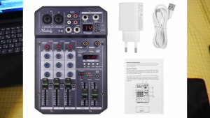 [ammoon]【Hot Sale】 T4 แบบพกพา 4-Channel การ์ดเสียงผสมคอนโซลผสมเสียงในตัว 16 DSP 48 โวลต์ผีพลังงานรองรับการเชื่อมต่อ BT สหภาพยุโรปปลั๊ก