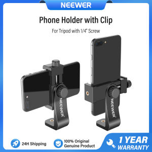 NEEWER Phone Holder Tripod Mount Clip with 1/4" Screw for 16 15 14 Pro Max Plus Samsung Galaxy S24 S23 Ultra CL-06