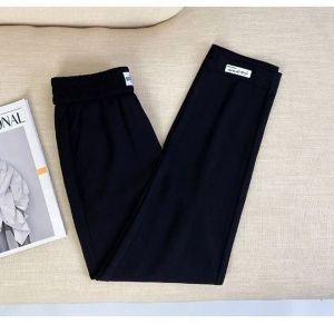 Wanita tinggi Waisted Ice Silk Jeans 2024 baru longgar Slimming kasual lurus kaki Pant Lady Cropped Pants fesyen Label kecil seluar pinggang elastik