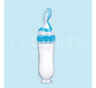 Baby Food Feeder Dispensing Spoon Silicone Squeeze Cereal Feeding Bottle with Suction Base 💕Ready Stock💕