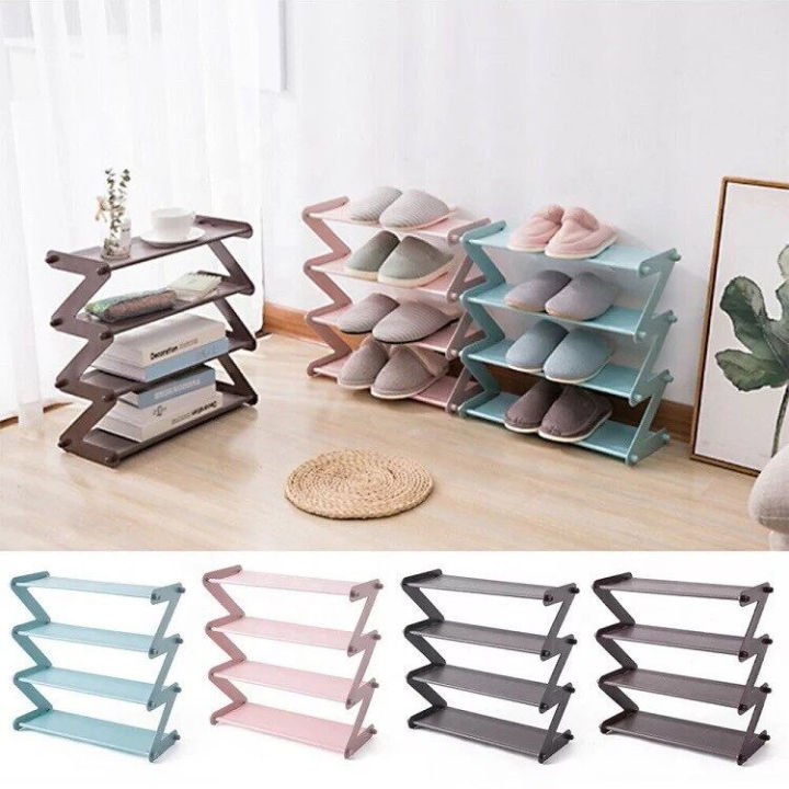 Z-shaped 4 Tier Shoe Rack Mini Shelf Portable Shoe Cabinet Shoe ...