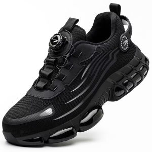 Safety Shoes Men Women Rotating Button Anti Impact Anti Puncture Waterproof Steel Toe Cap