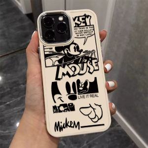 Hoạt Hình Ốp Điện Thoại Silicon Hình Chuột Phối Nút Kim Loại Chống Sốc Cho IPhone 14 Pro Max 13 12 11 Pro Max XS X XR 8 + 7 Plus