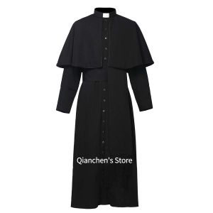 BLESSUME Catholic Church Pastor Clergy Vestments Catholic Pastor Priest Soutane Chasuble Robe With Belt Black White
