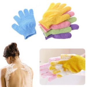 C.three 1 pcs Shower Gloves Exfoliating Wash Bath Gloves kid Resistance (Random Color)