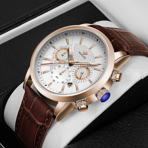 WWOOR นาฬิกาบุรุษยอดนิยมแบรนด์หรูหนังควอตซ์นาฬิกาข้อมือชายกันน้ำวันที่นาฬิกากีฬาโครโนกราฟ3 Dail ขนาดเล็ก