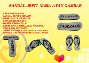 SANDAL CUSTOM UKIR GAMBAR NAMA SENDAL JEPIT SWALLOW